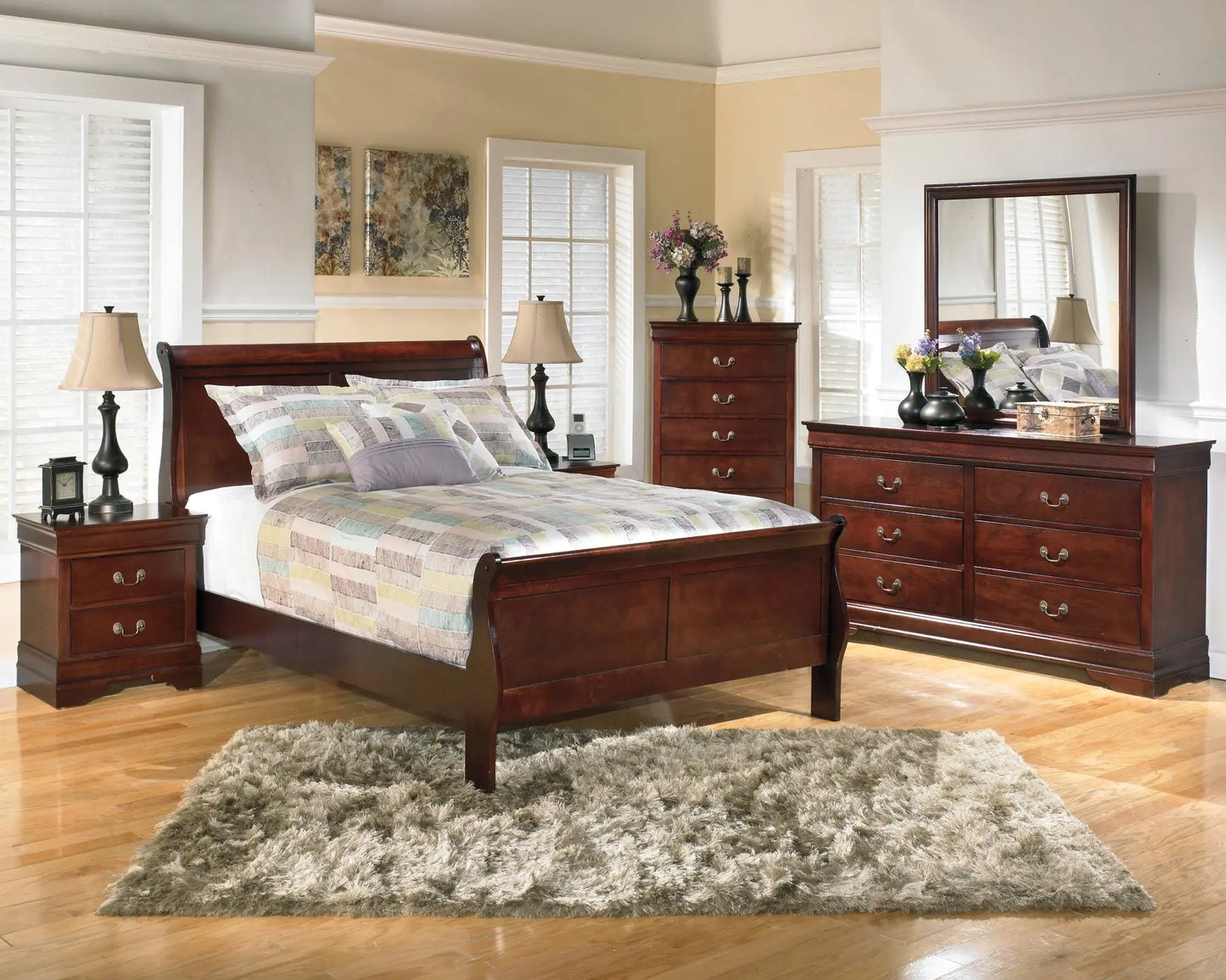 Alisdair Sleigh Bed With Mirrored Dresser And Chest - Premier Furniture & Mattress
