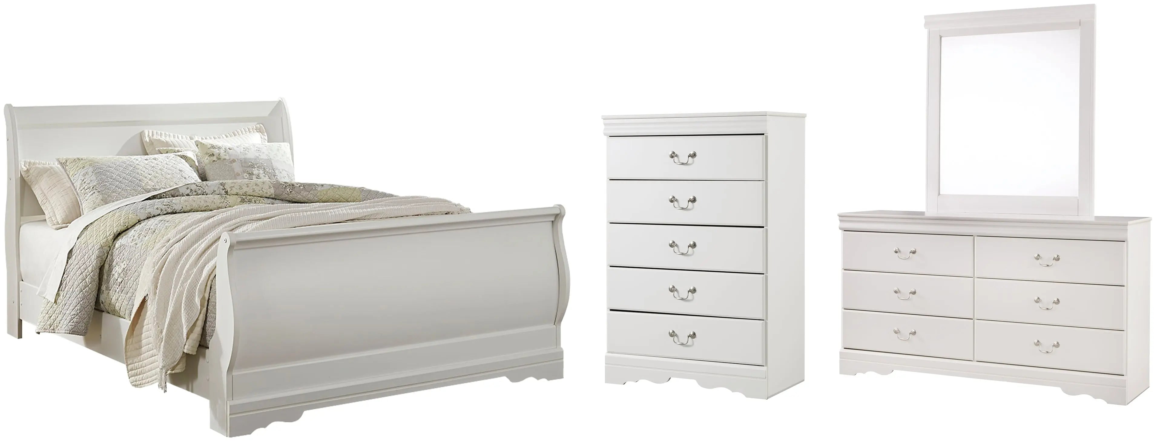 Anarasia 6 Piece Queen Sleigh Bedroom - White