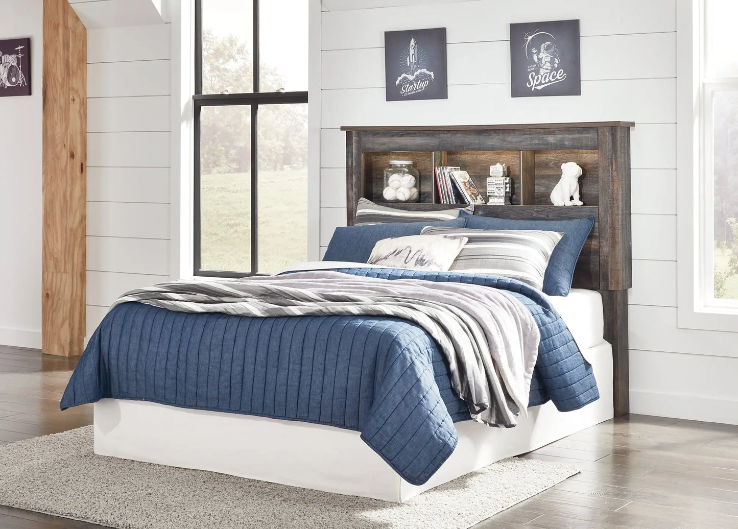 Drystan / Bookcase Headboard With Mirrored Dresser - Premier Furniture & Mattress
