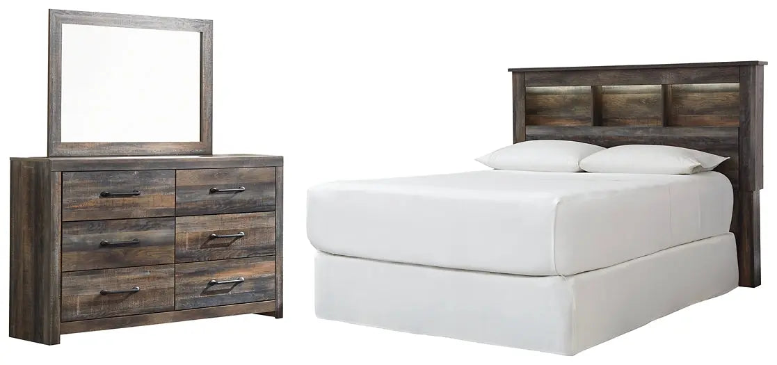 Drystan / Bookcase Headboard With Mirrored Dresser - Premier Furniture & Mattress