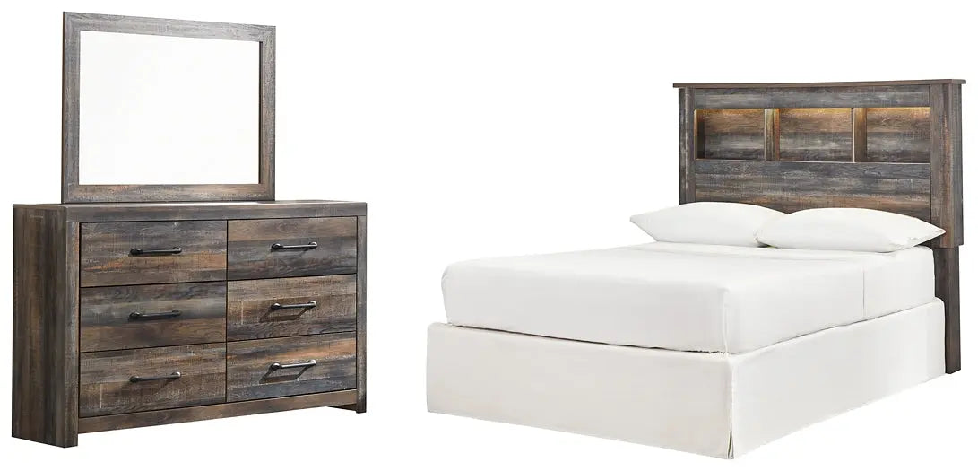 Drystan / Bookcase Headboard With Mirrored Dresser - Premier Furniture & Mattress