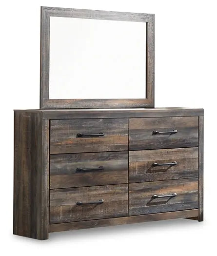 Drystan Queen Panel Bed with Mirrored Dresser and Nightstand Premier Furniture & Mattress