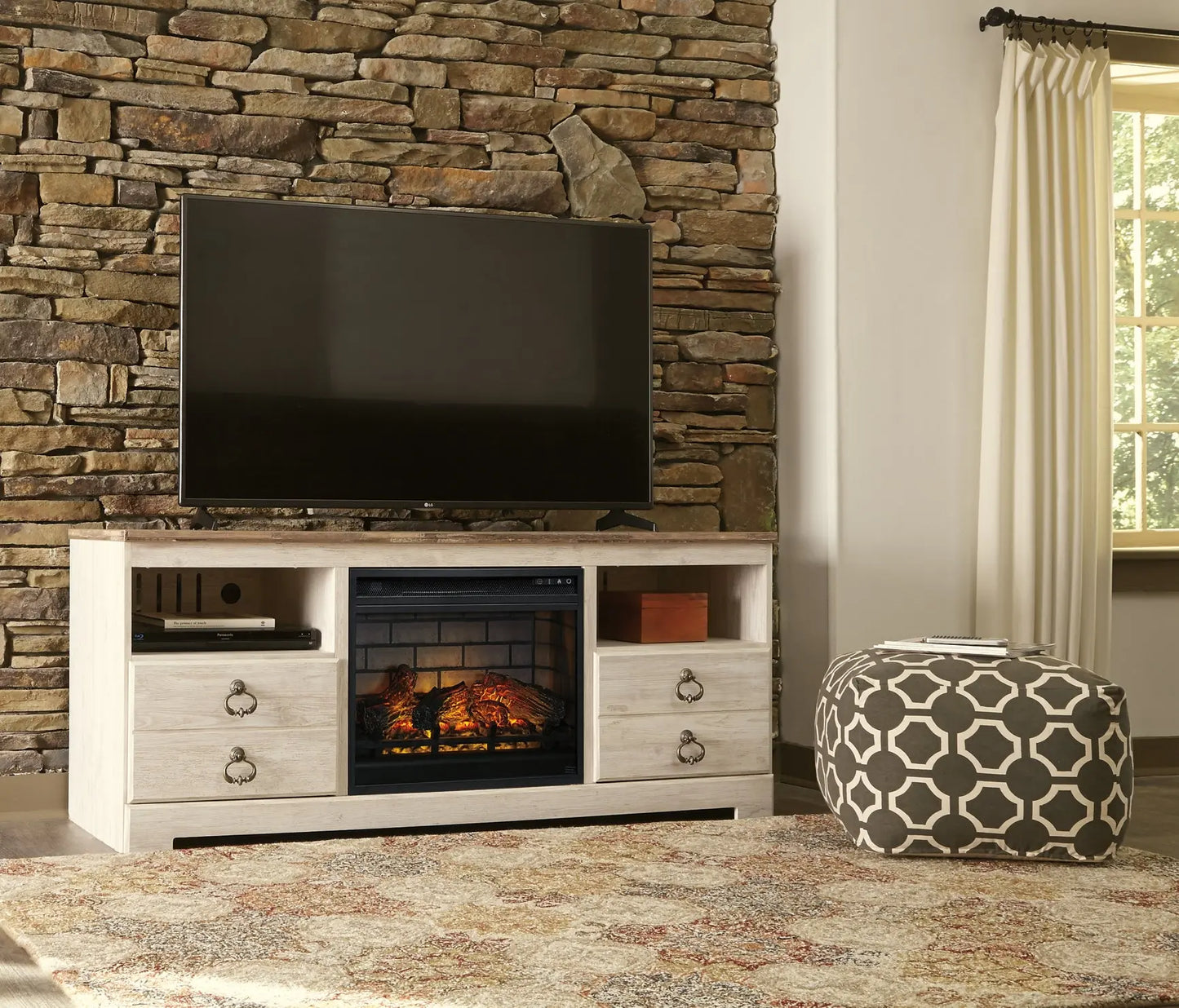 Willowton LG TV Stand w/Fireplace Option - Premier Furniture & Mattress