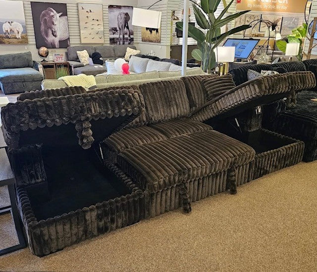 3Pc Arzelia_MediaSleeper_PullOut Sectional_LightGrey