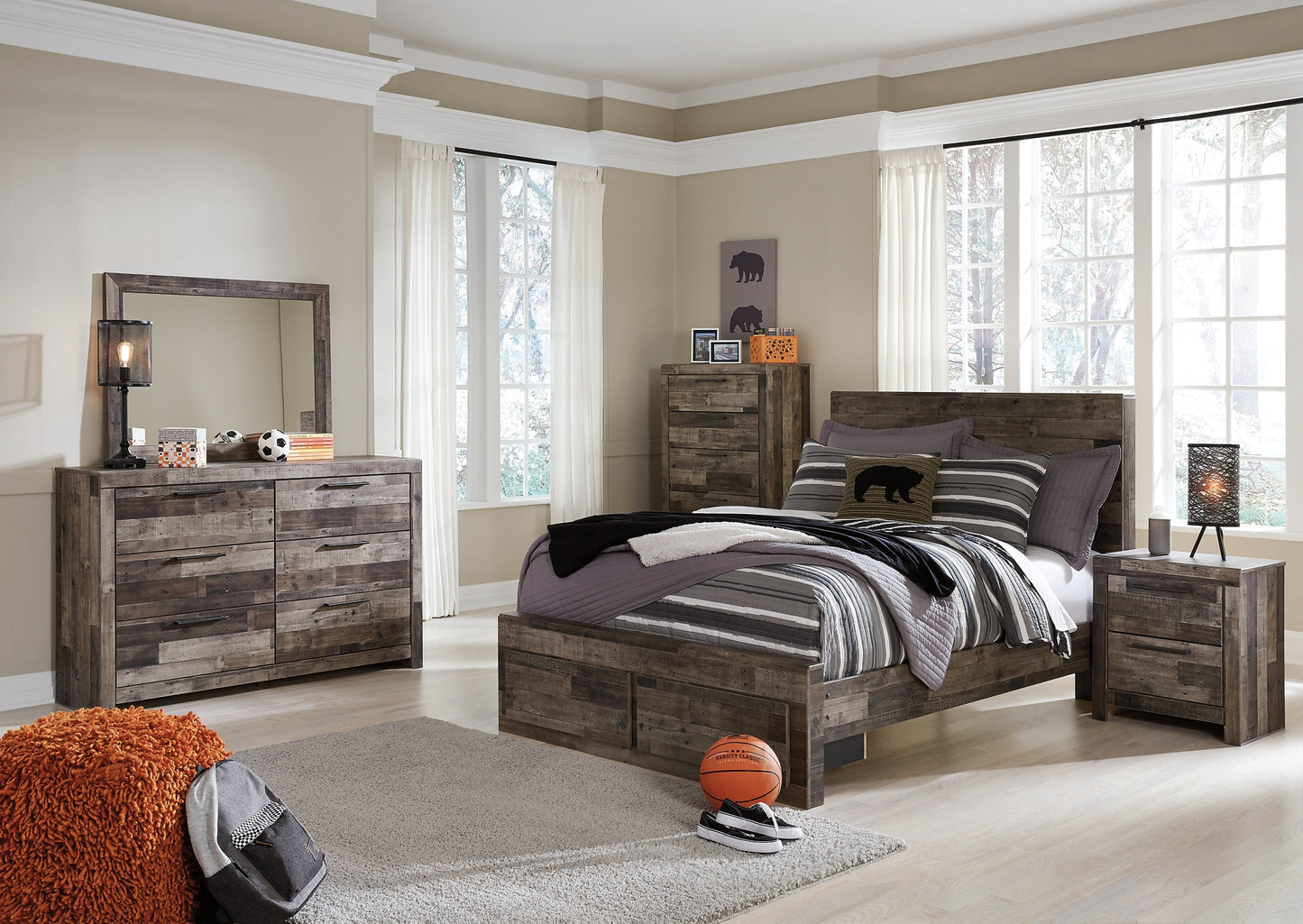 Derekson Panel Bed With 2 Storage Drawers - Premier Furniture & Mattress
