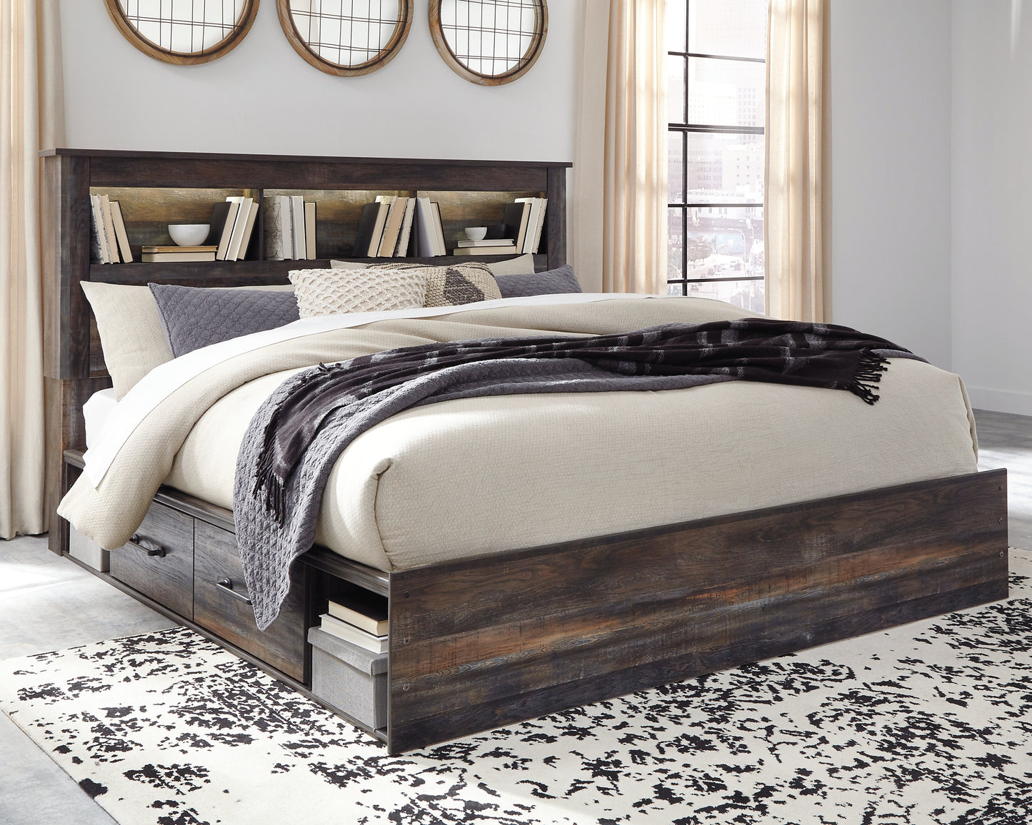 Drystan Bookcase Bed With 4 Storage Drawers - Premier Furniture & Mattress