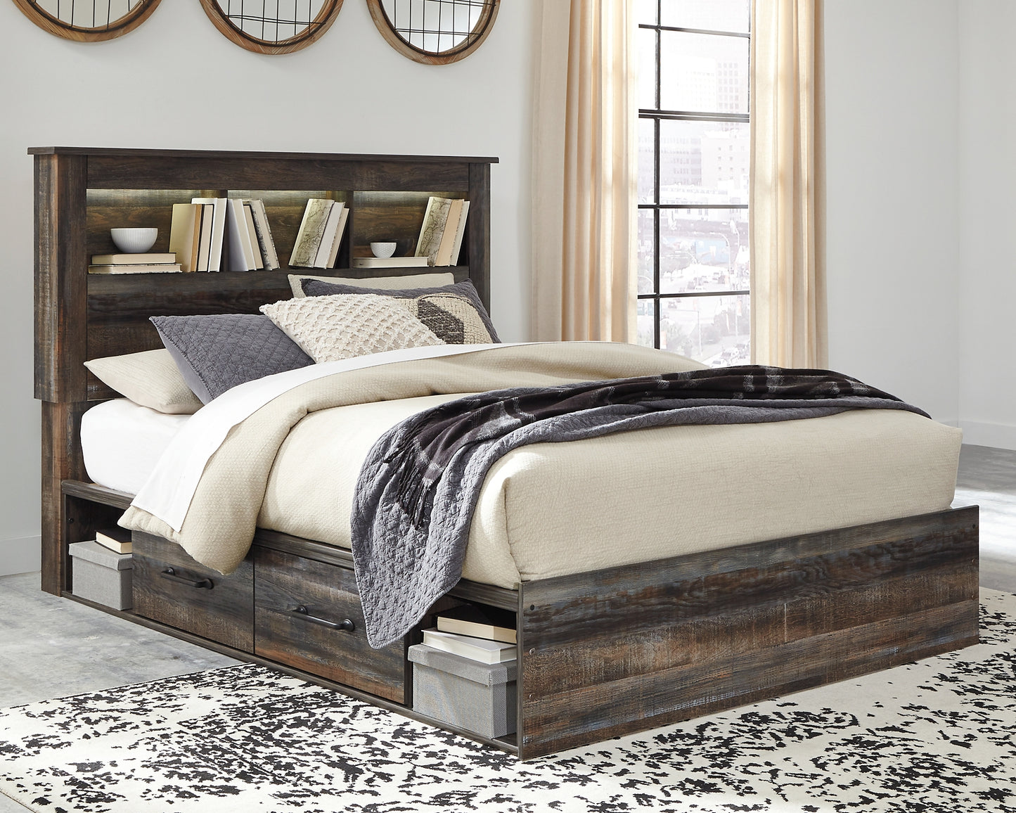 Drystan Bookcase Bed With 4 Storage Drawers - Premier Furniture & Mattress