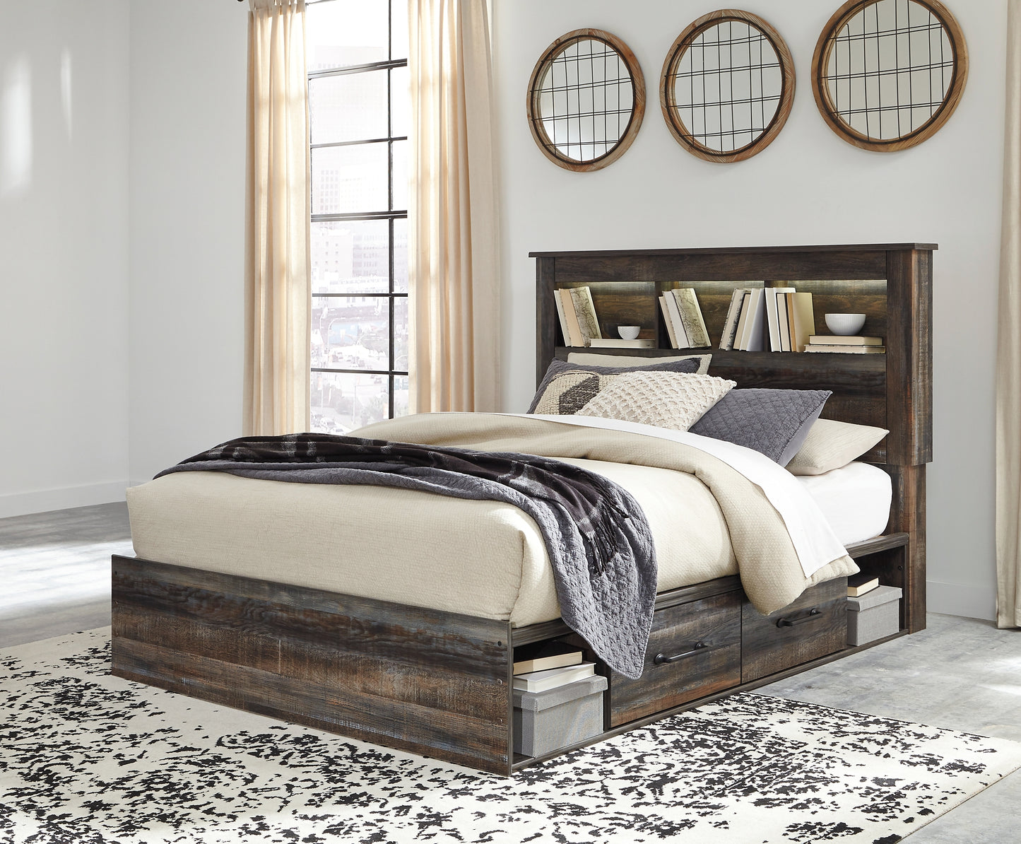 Drystan Bookcase Bed With 4 Storage Drawers - Premier Furniture & Mattress