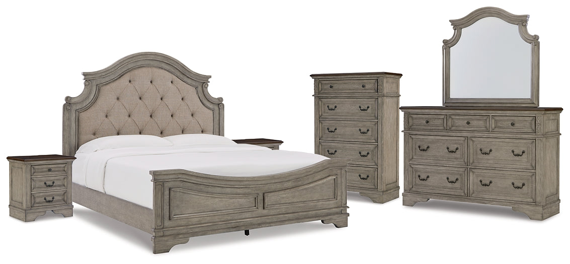 Lodenbay California King Panel Bed with Mirrored Dresser, Chest and 2 Nightstands - Premier Furniture & Mattress