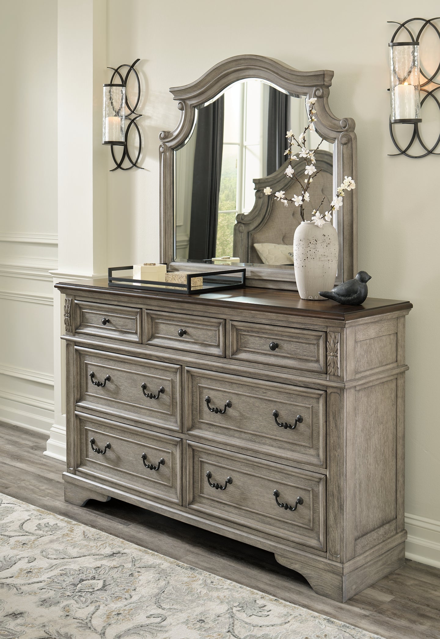 Lodenbay California King Panel Bed with Mirrored Dresser, Chest and 2 Nightstands - Premier Furniture & Mattress