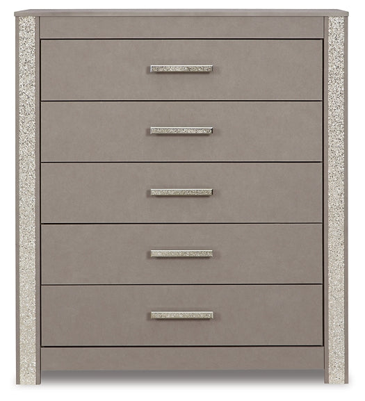 Surancha Queen Panel Bed with Mirrored Dresser, Chest and Nightstand