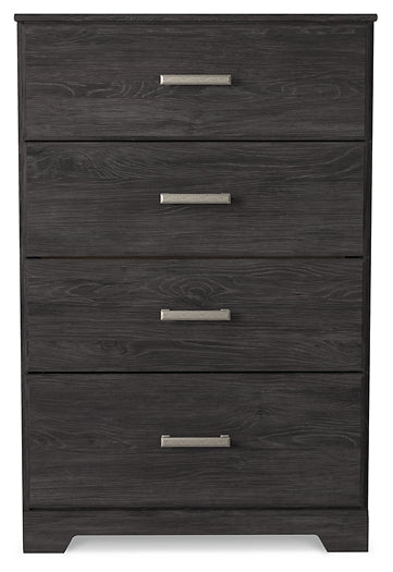 Belachime Twin Panel Bed with Mirrored Dresser, Chest and Nightstand