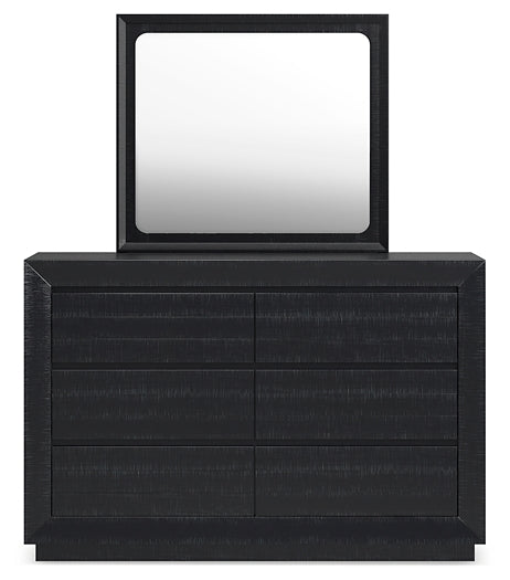Londer Queen Panel Bed with Mirrored Dresser, Chest and Nightstand