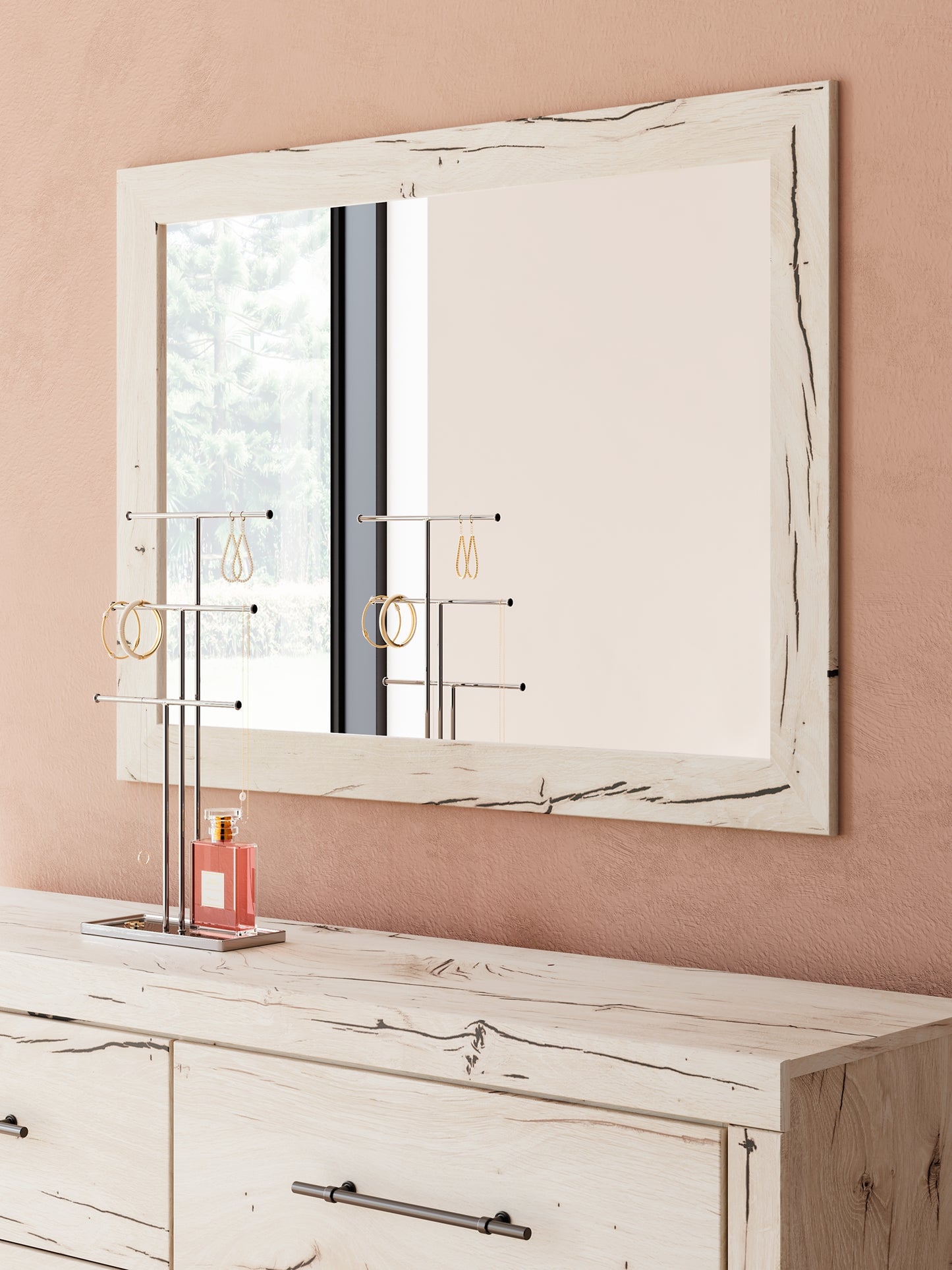 Lawroy Twin Panel Headboard with Mirrored Dresser
