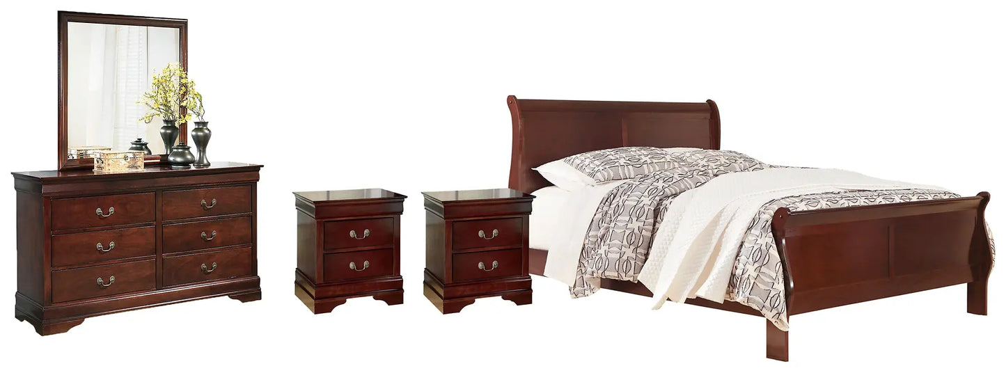 Alisdair Queen Sleigh Bed with Mirrored Dresser and 2 Nightstands Premier Furniture & Mattress