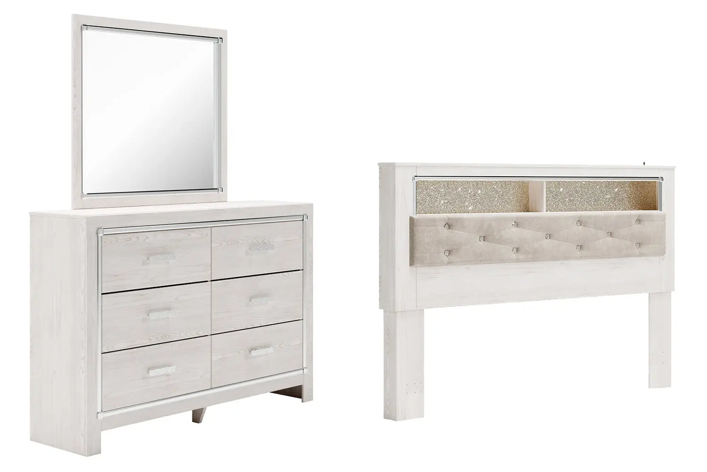 Altyra King Bookcase Headboard with Mirrored Dresser Premier Furniture & Mattress