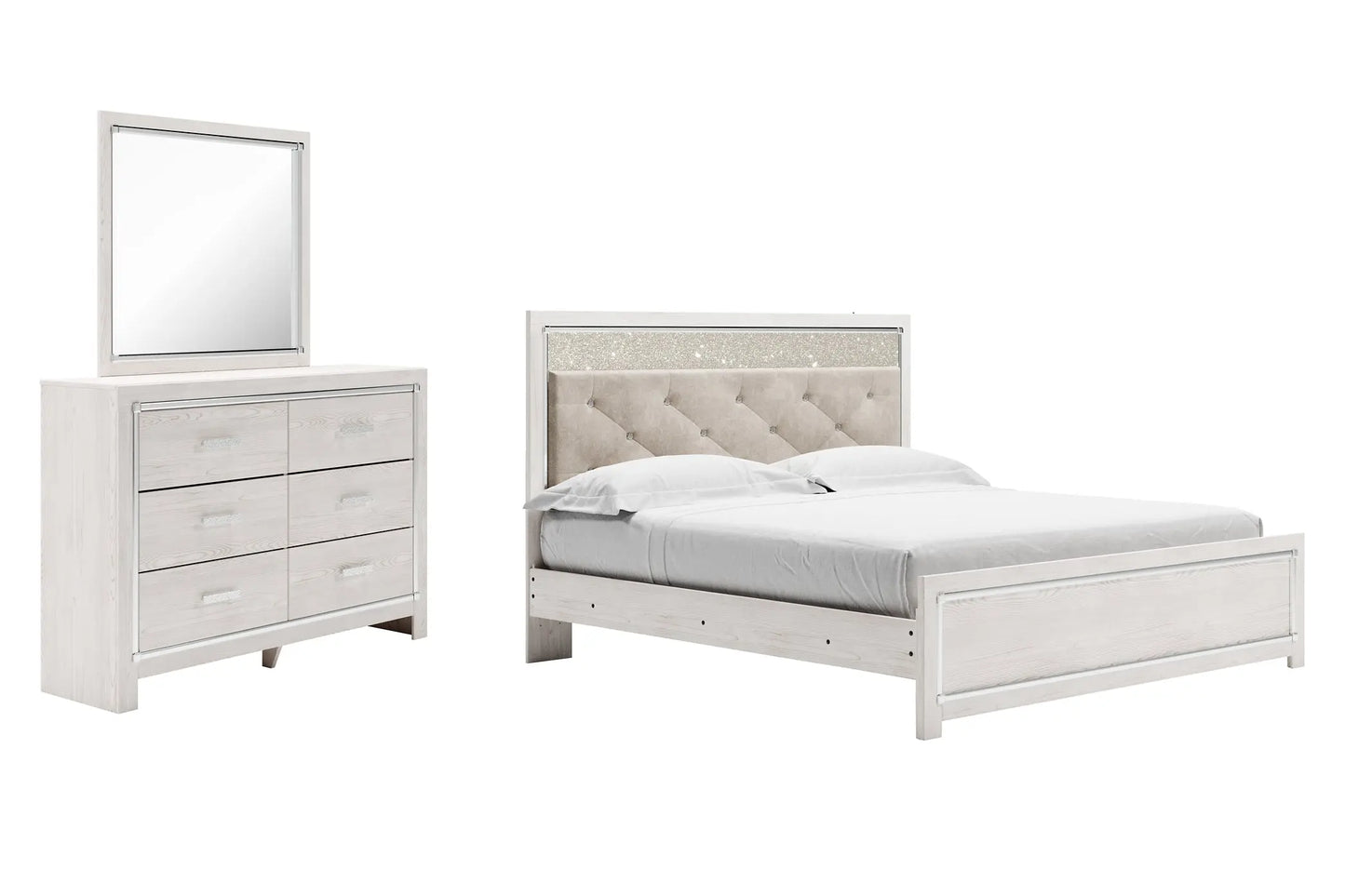 Altyra King Panel Bed with Mirrored Dresser - Premier Furniture & Mattress