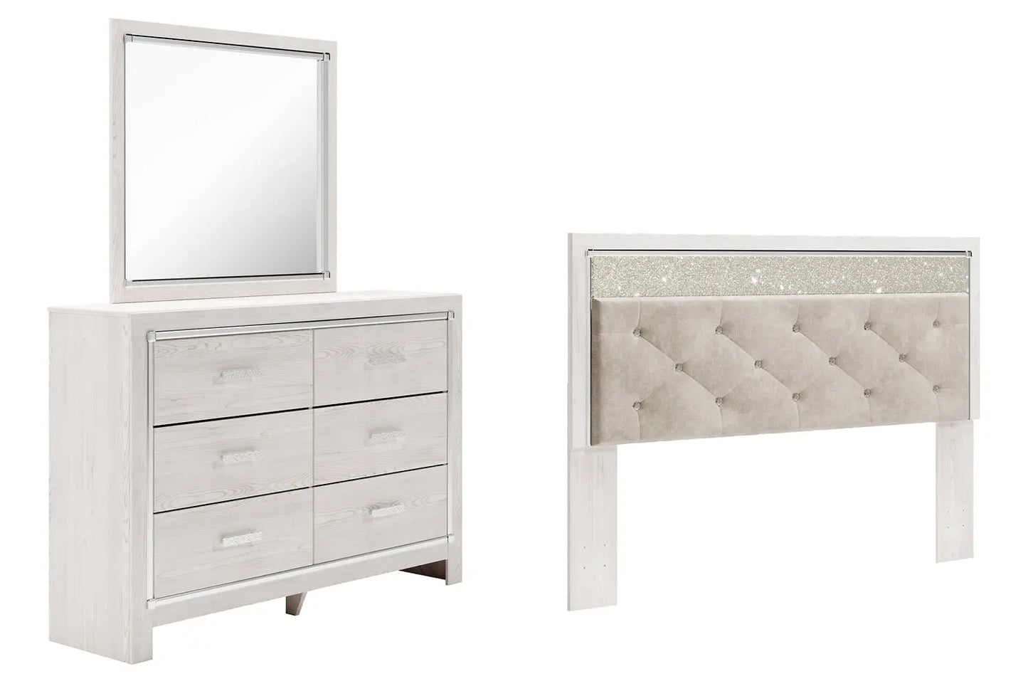 Altyra King Panel Headboard with Mirrored Dresser Premier Furniture & Mattress