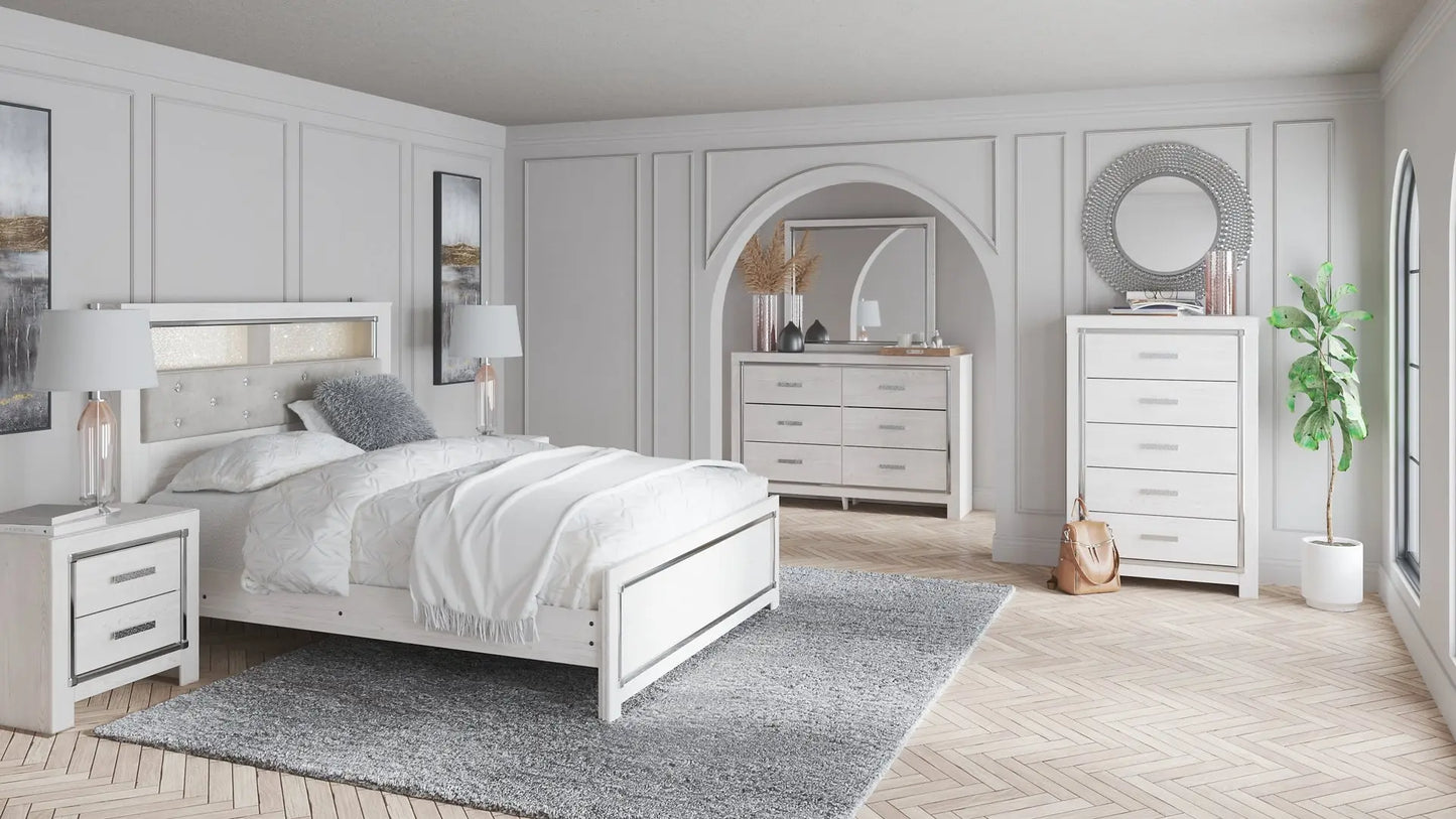 Altyra Queen Bookcase Headboard with Mirrored Dresser Premier Furniture & Mattress