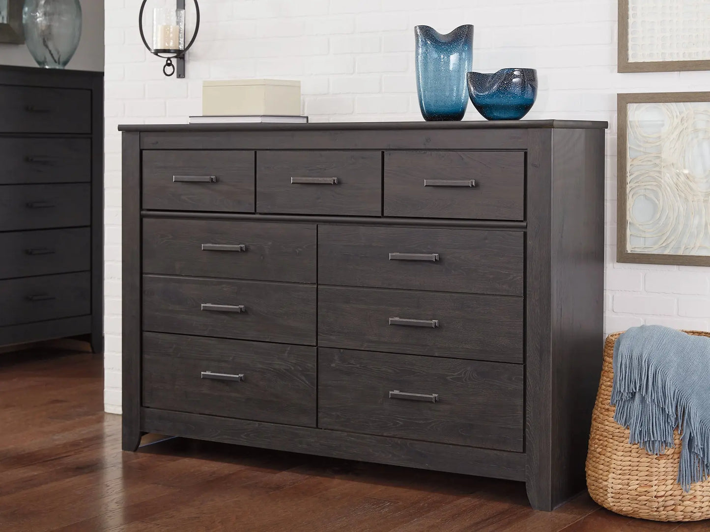 Altyra Queen Panel Headboard with Mirrored Dresser and Chest Premier Furniture & Mattress