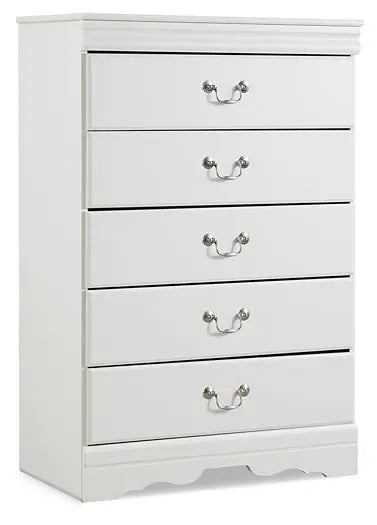 Anarasia Queen Sleigh Headboard with Mirrored Dresser, Chest and 2 Nightstands Premier Furniture & Mattress