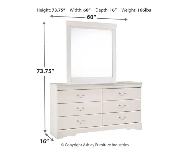 Anarasia Queen Sleigh Headboard with Mirrored Dresser - Premier Furniture & Mattress