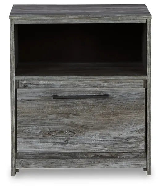 Baystorm Queen Panel Bed with 2 Storage Drawers with Mirrored Dresser and Nightstand - Premier Furniture & Mattress