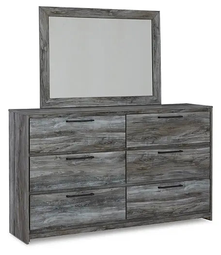 Baystorm Queen Panel Bed with Mirrored Dresser and Nightstand - Premier Furniture & Mattress