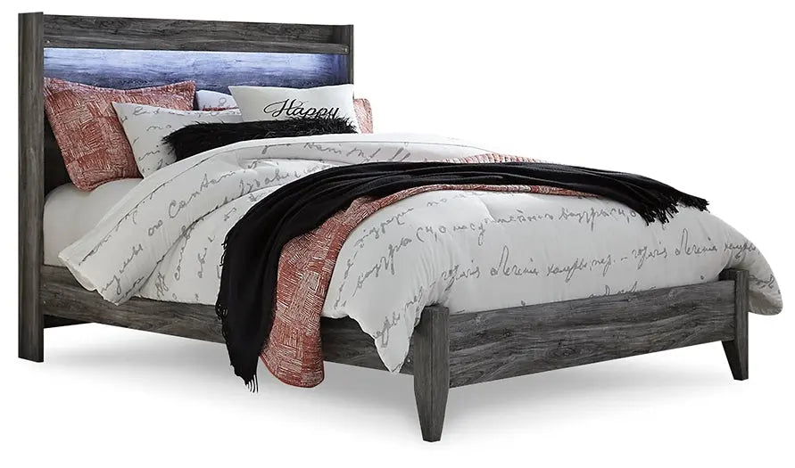 Baystorm Queen Panel Bed with Mirrored Dresser and Nightstand - Premier Furniture & Mattress