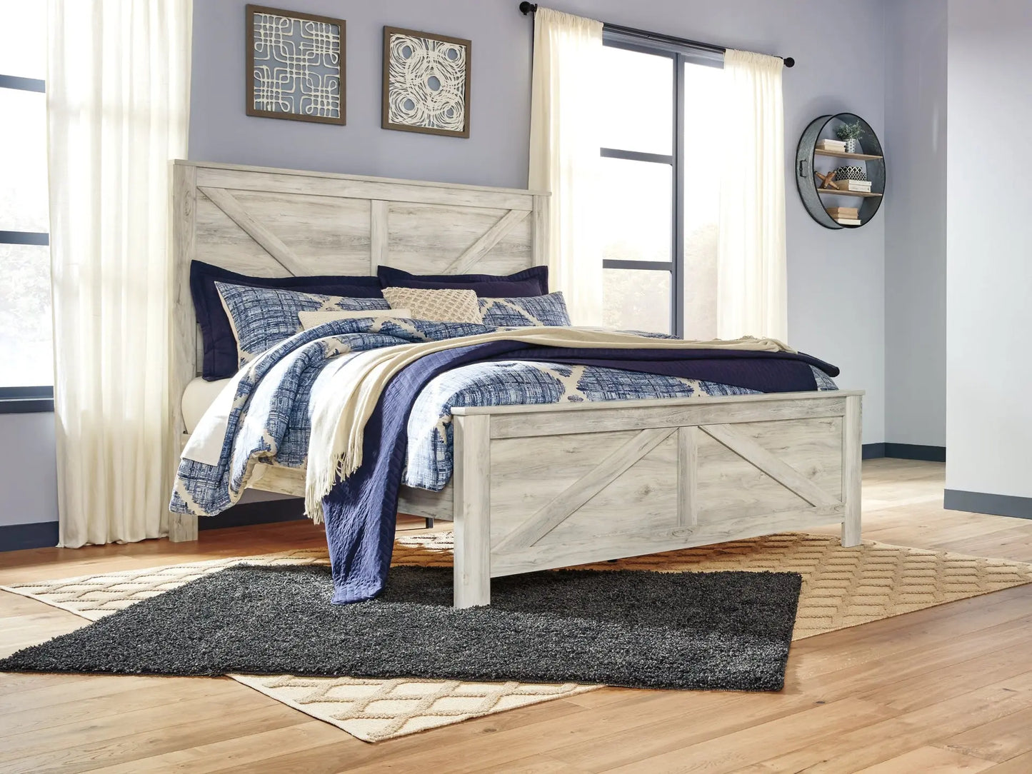Bellaby Crossbuck Panel Bed With Mirrored Dresser - Premier Furniture & Mattress