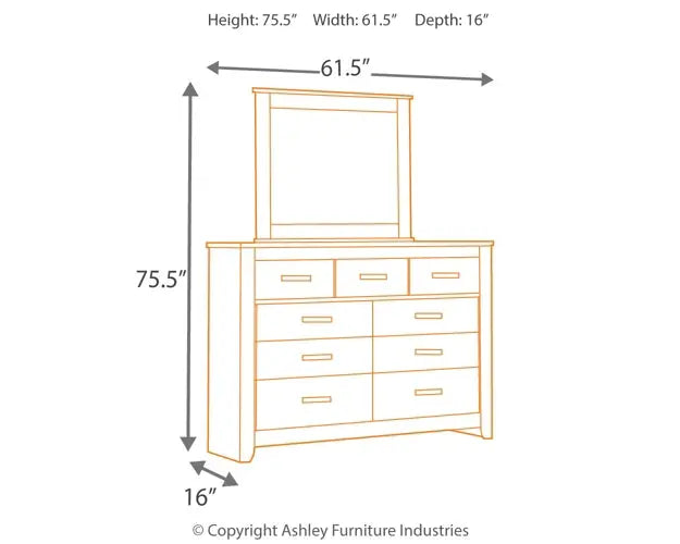Brinxton King Panel Bed with Mirrored Dresser - Premier Furniture & Mattress