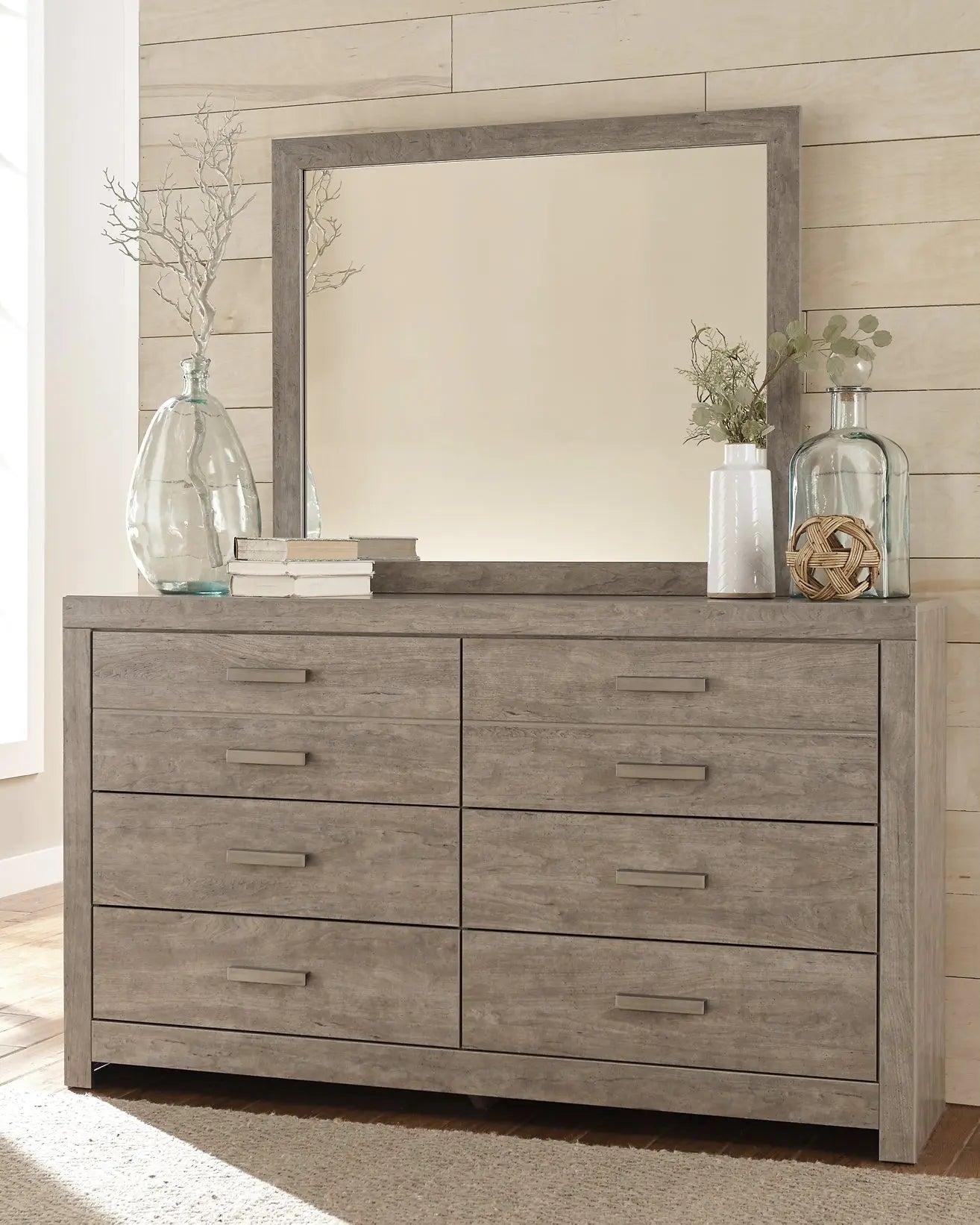 Culverbach King Panel Bed with Mirrored Dresser and 2 Nightstands Premier Furniture & Mattress