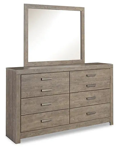 Culverbach King Panel Bed with Mirrored Dresser and 2 Nightstands Premier Furniture & Mattress