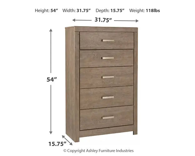 Culverbach King Panel Bed with Mirrored Dresser and Chest Premier Furniture & Mattress