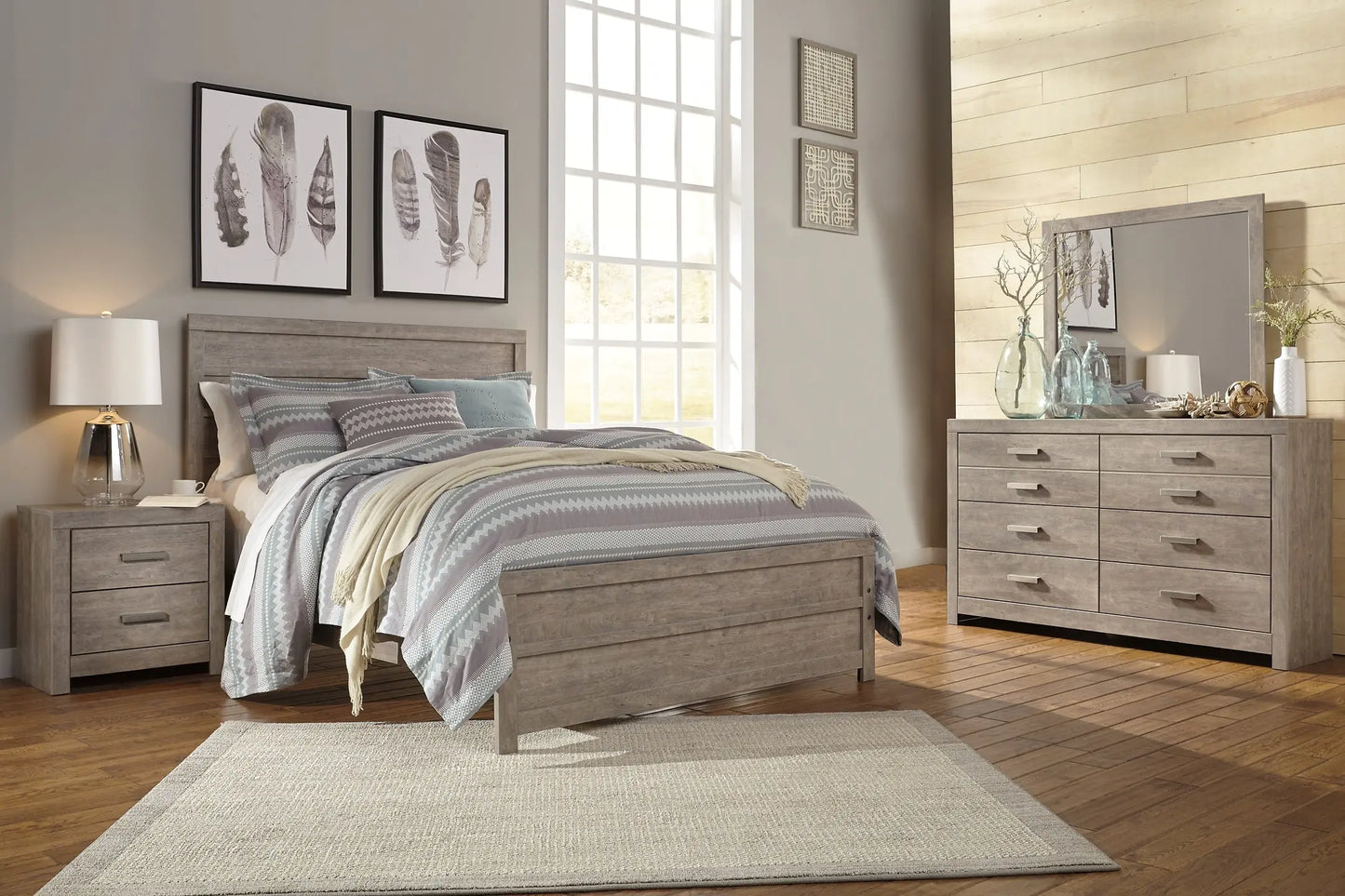 Culverbach Queen Panel Bed with Mirrored Dresser Premier Furniture & Mattress
