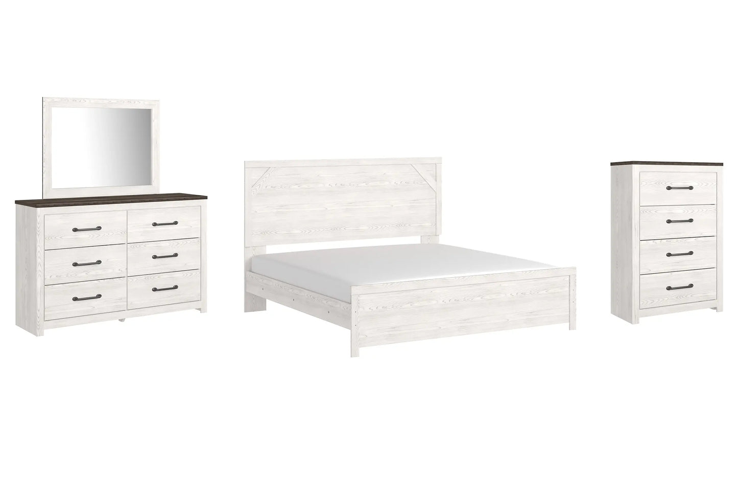 Gerridan King Panel Bed with Mirrored Dresser and Chest Premier Furniture & Mattress