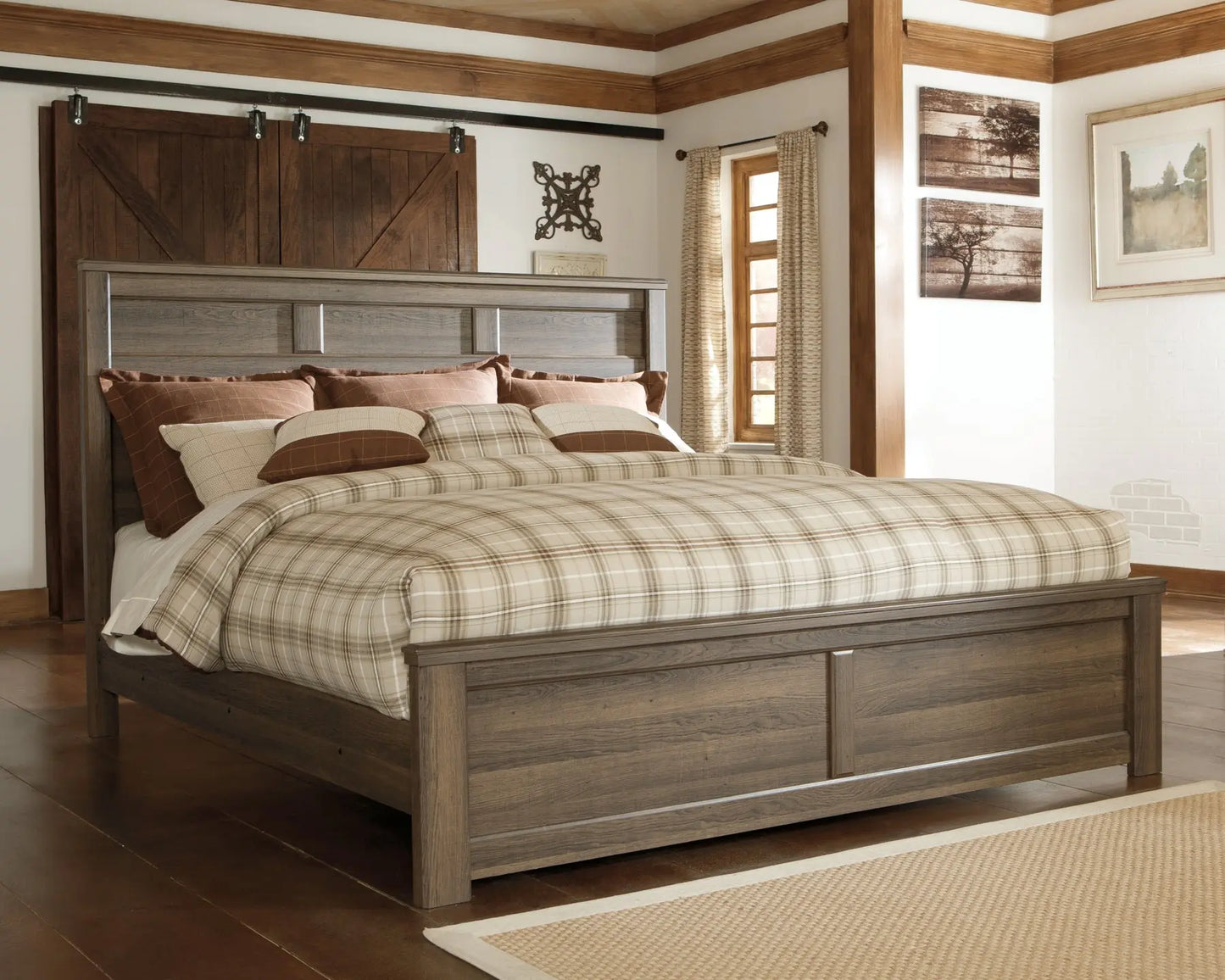 Juararo California King Panel Bed with Mirrored Dresser - Premier Furniture & Mattress