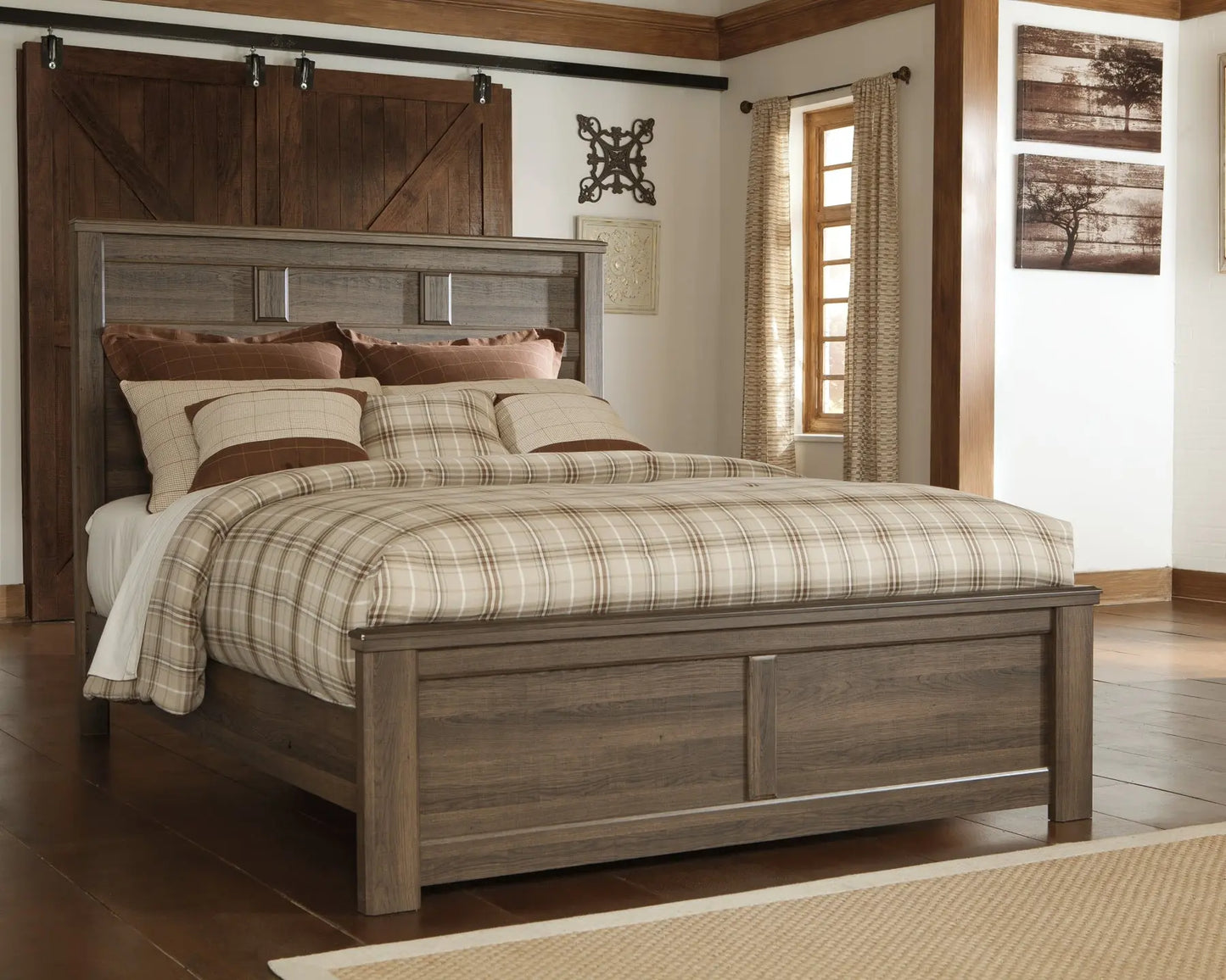Juararo Queen Panel Bed with Mirrored Dresser Premier Furniture & Mattress