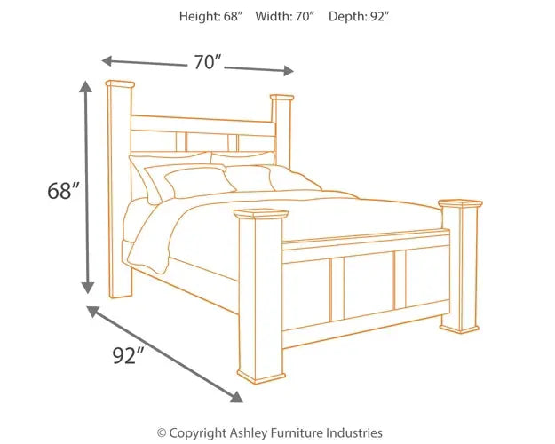 Juararo Queen Poster Bed with Mirrored Dresser Premier Furniture & Mattress