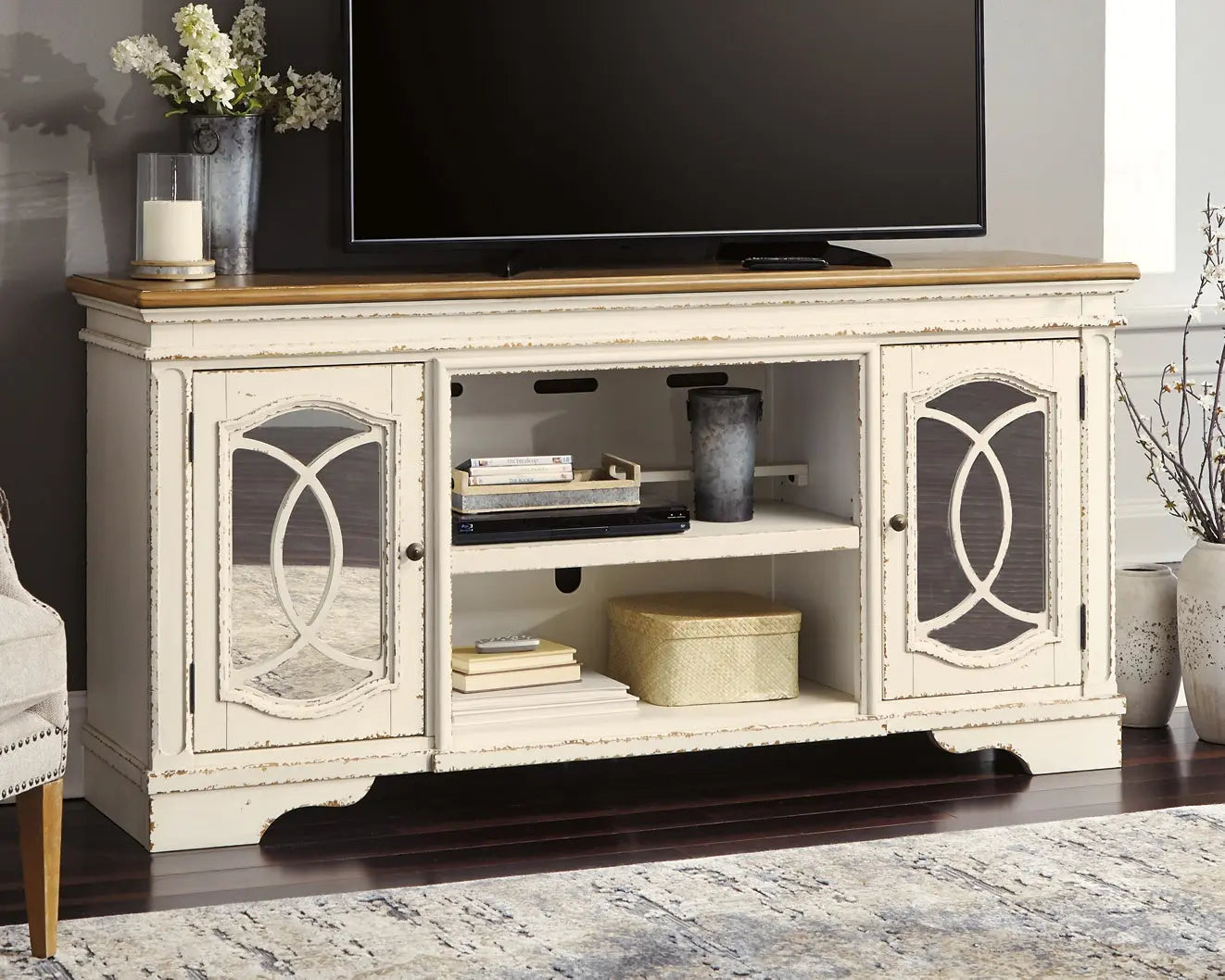 Realyn XL TV Stand w/Fireplace Option - Premier Furniture & Mattress