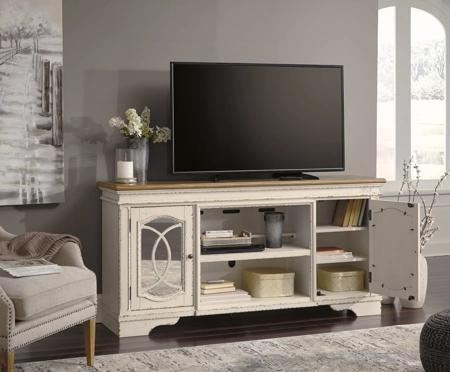 Realyn XL TV Stand w/Fireplace Option - Premier Furniture & Mattress