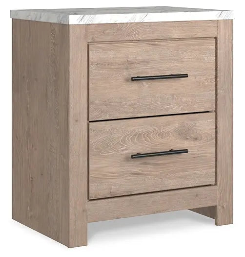 Senniberg Queen Panel Bed with Mirrored Dresser, Chest and Nightstand Premier Furniture & Mattress