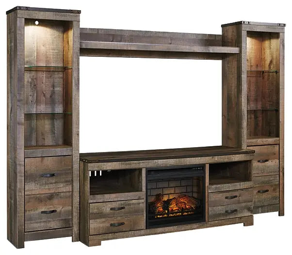 Trinell 4-Piece Entertainment Center with Electric Fireplace - Premier Furniture & Mattress