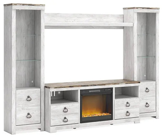 Willowton 4-Piece Entertainment Center with Electric Fireplace Premier Furniture & Mattress
