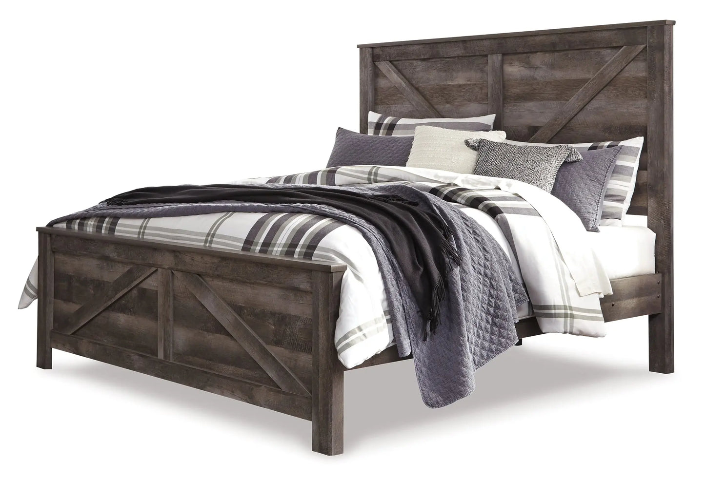 Wynnlow King Crossbuck Panel Bed with Mirrored Dresser Premier Furniture & Mattress