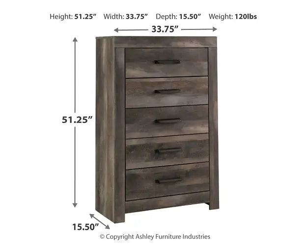 Wynnlow King Panel Bed with Mirrored Dresser and Chest Premier Furniture & Mattress