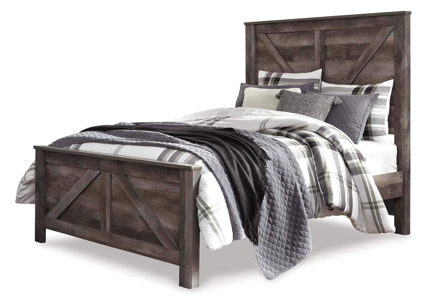 Wynnlow Queen Crossbuck Panel Bed with Mirrored Dresser and Chest Premier Furniture & Mattress