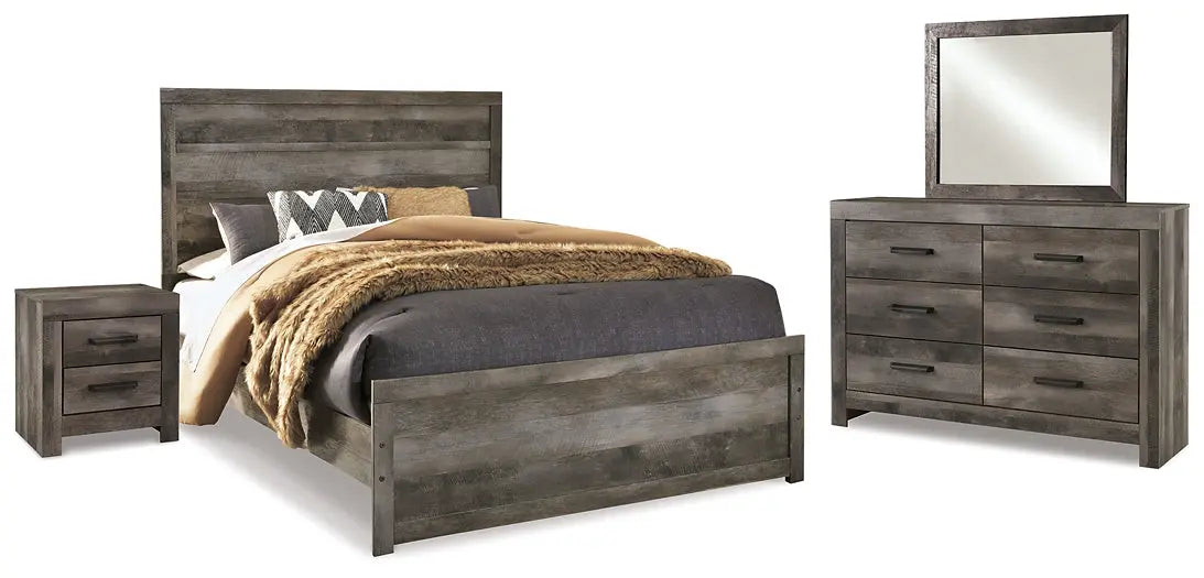 Wynnlow Queen Panel Bed with Mirrored Dresser and Nightstand Premier Furniture & Mattress