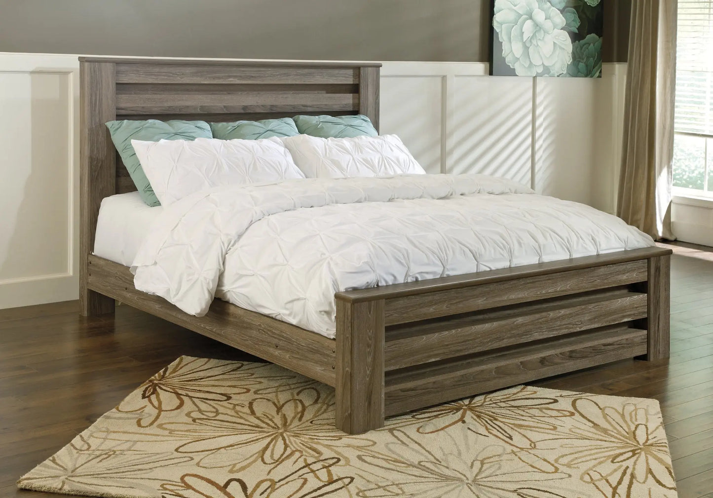 Zelen King Panel Bed with Mirrored Dresser Premier Furniture & Mattress