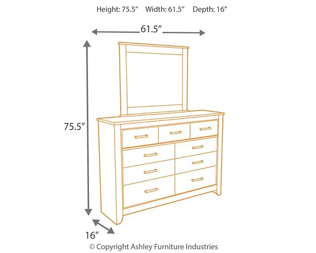 Zelen Queen/Full Panel Headboard with Mirrored Dresser Premier Furniture & Mattress